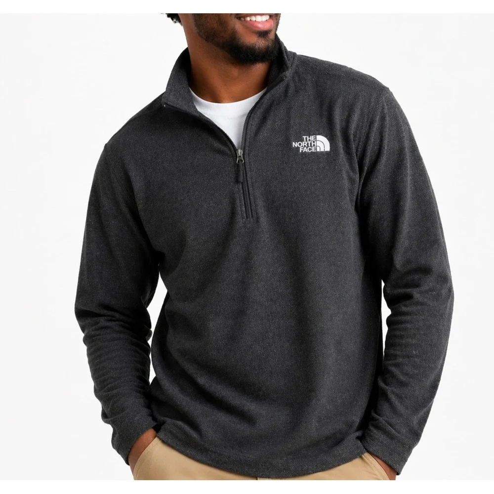 The North Face Men's Quarter Zip Pullover Medium Fleece Outdoor Dark Gray